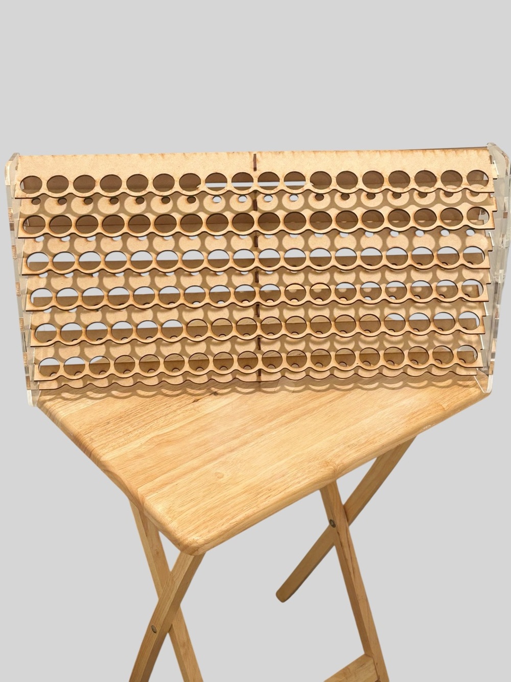 Natural Wood Multi-Bottle Display Rack - Rustic Tan Super Nice! Stores 108.